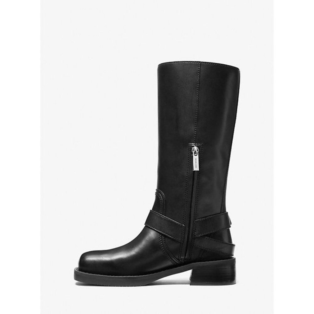 MICHAEL Michael Kors Womens Crosby Leather Moto Boots Black Leather Size 8.5 NIB - Picture 4 of 6